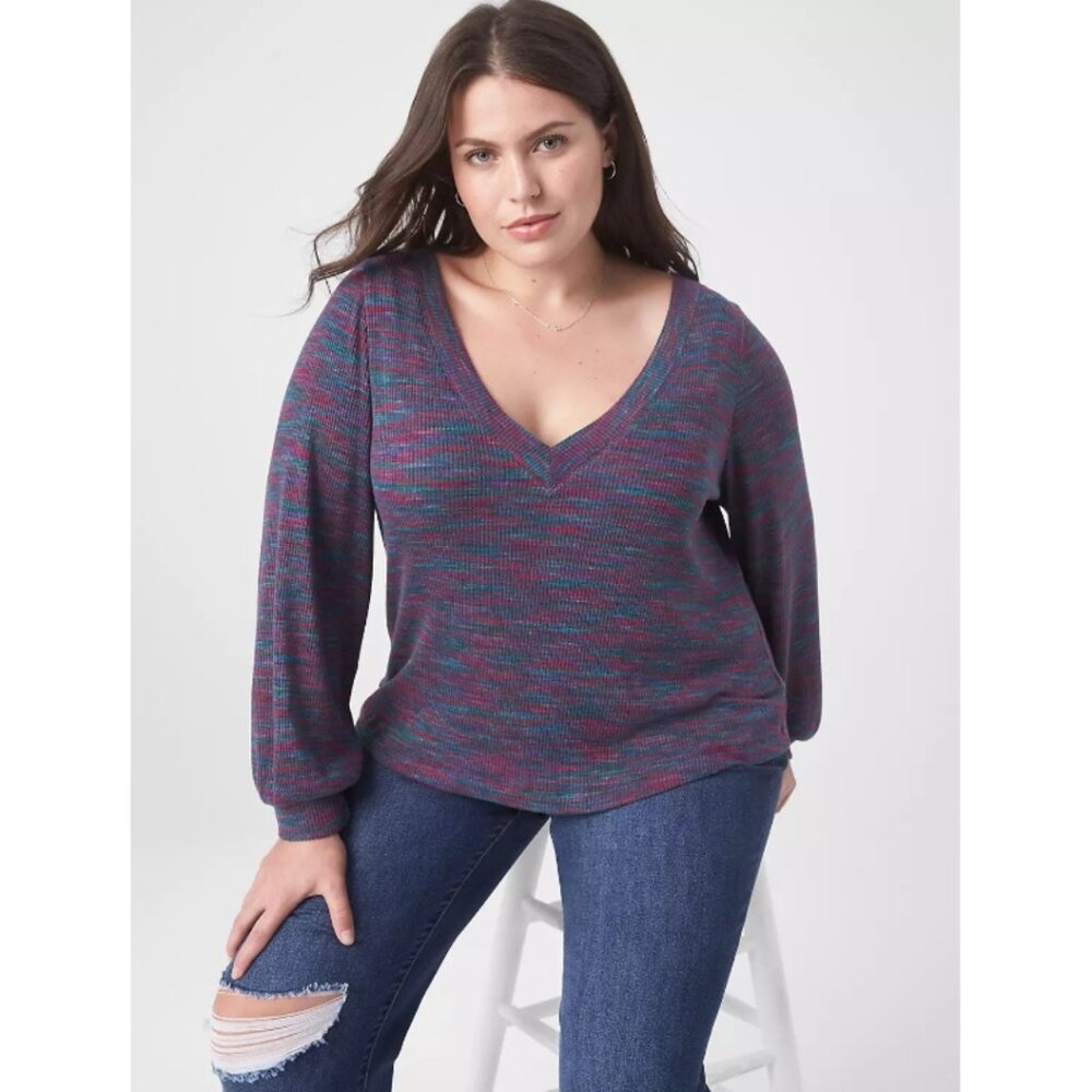 LANE BRYANT Relaxed Blouson-Sleeve Top 22-24 NEW